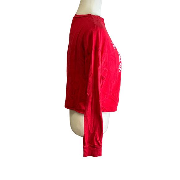 The Classic Chill Out Long Sleeve‎ Y2K Crop Top Women’s M Red Crew Neck T-shirt - Picture 2 of 5